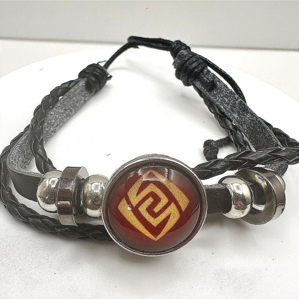 Vintage 90s Genshin Impact Geo Element Bracelet Set Braided Leather Unisex‎ Boho